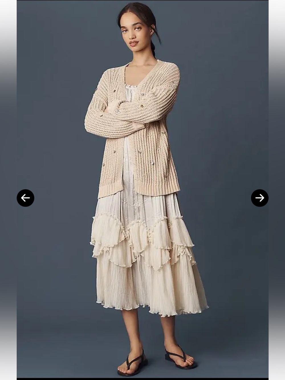 Anthropologie Shell Embellished Cardigan Sweater One Size